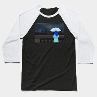 Hologram Girl in the Rain Baseball T-Shirt